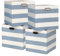 BinWhiz 4-Pack 33x33x33 cm Foldable Storage Cube Bins, Fabric Stripes Home Organizer Boxes with Metal Handles for Kallax Shelves, Closet, Cabinet, Bookcase Decor and Laundry (Blue & White)