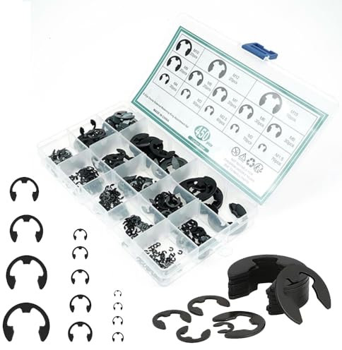 ZOESURE Juego de 450 anillos de seguridad de acero al carbono, incluye pinzas y caja de plástico. Fácil manejo para un agarre seguro