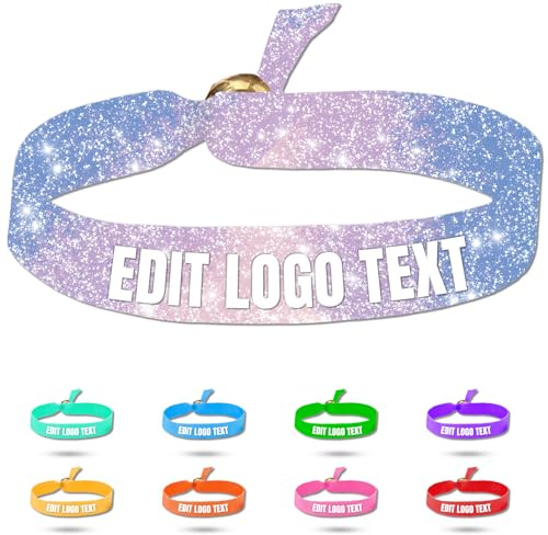 Armband Stoff Personalisiert mit Logo Text, Einlassbänder für Event Party | Personalisierbar mit Text, Logo oder Design – Stoffbändchen in 22 Farben ab 5 Stück, ideal für Festival, VIP und Events