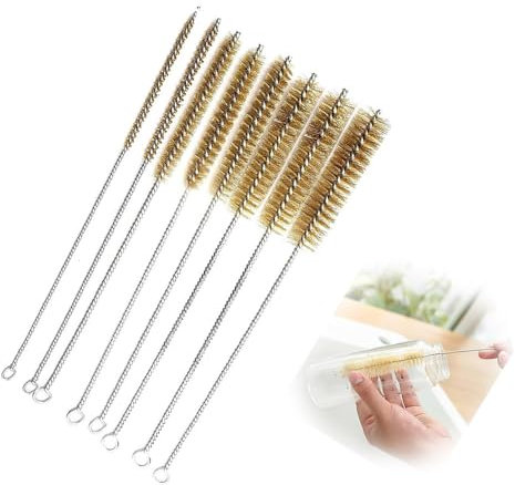 8 Piezas Cepillo De Limpieza De Alambre De Cobre Cepillos De Latón Para Limpieza De Tuberías Cepillo De Limpieza Largo y Fino 6/8/10/12/16/20/22/25 Mm Para Tubo De Tubo, Cilindro,Herramientas De Mano