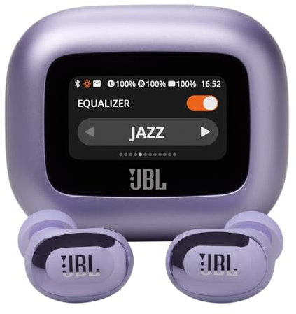 JBL Live Buds 3 - True Wireless Noise-Cancelling Bud-Type Earbuds, 40Hrs Total Playback, Wireless Charging, 6 Mics for Perfect Calls, Multi-Point Connection, IP55 Waterproof and dustproof (Purple)