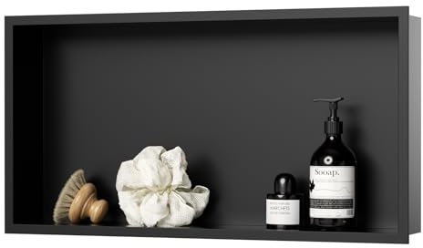 KEOKBON Nicchia da parete per doccia, 60 x 30 x 10 cm, in acciaio inox, per bagno, nano grafite