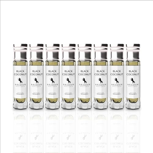 Arabian Opulence FR42 BLACK COCONUT Roll-on Parfümöl | Konzentriertes Parfüm Körperöl | Langanhaltendes Parfüm auf Ölbasis für Unisex | Reisegröße Alkoholfreies Parfümöl Flasche (6ml, 8er-Pack)