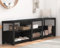 HSH Black Bench, Long Entryway Bench with Shoe Storage, Corner Convertible Storage Benchs with Shelf for Foyer Entrance, Wood Metal L Shaped Shoe Rack Benchs for Bedroom Living Room, Black Oak, 145 CM