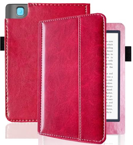 Étui pour Kobo Aura Edition 2 Modle:N236 6 pouces eReader PU Cuir Cover pour Kobo Aura Edition 2 PU Cuir Flip Stand Housse de Protection (Rouge)
