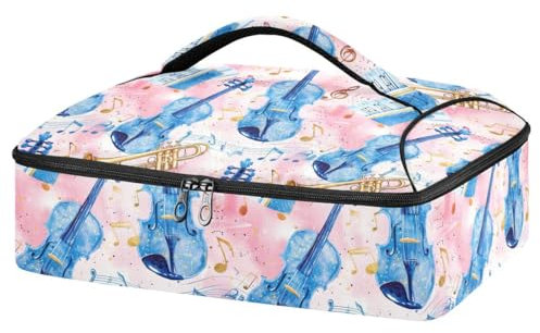 JUMBEAR Blue Violin Insulated Casserole Dish Carrier,Casserole Carrier Bag, Casserole Carriers for Hot or Cold Food Fit for Dinner, Party, Camping