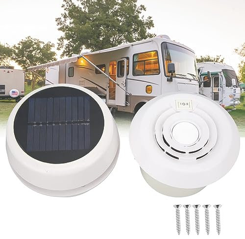 Universal Solar Roof Vent Ventilation - 12V Mute RV Exhaust Fan 1800RPM - Ideal for Campers, Motorhomes - Dust-proof, 60CFM Cooling Fan - Travel Trailer & Van Accessories