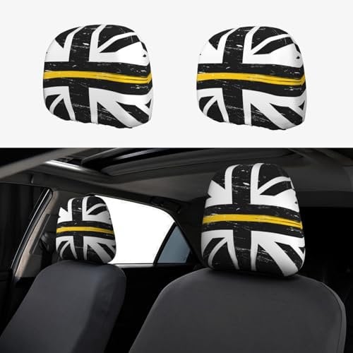 2 Pack Car Headrest Covers,British Union Jack Flag Universal Car Seat Covers Elastic Car Seat Head Rest Cover Protector 10x11 inch