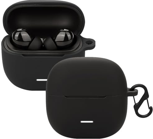 KUSINHOKA Custodia Compatibile con Xiaomi Redmi Buds 6 Lite, Cover Protezione in Silicone con Gancio Portachiavi, Morbido Antiurto Portatile Custodia Protettiva [Ricarica Wireless], Nero