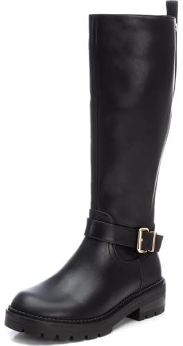 XTI - Stivale da donna con chiusura lampo, colore: nero, taglia: 37, Nero , 37 EU
