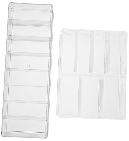 COSMEVIVI 2pcs Cosmetics Storage Holder Multi-grid Dressing Jewelry Organizer Acrylic Makeup Rack Space-saving Tidy