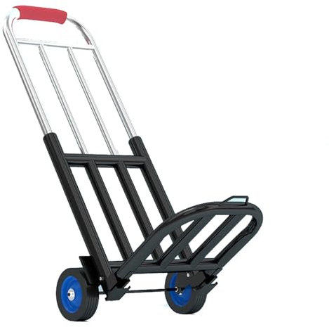 1x Sackkarre - 110 kg Tragkraft - klappbar - stufenlos höhenverstellbarer Handgriff - mit Vollgummi-Laufflächen - aus Stahl / Sackkarre / Transportkarre