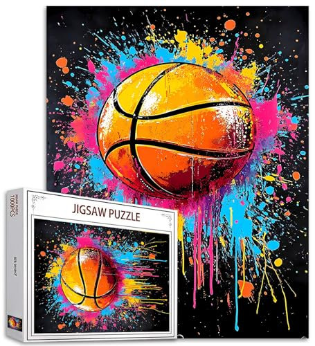 Tucocoo Graffiti-Basketball-Puzzle, 1000 Teile, Puzzles für Erwachsene, bunte Kunst-Puzzles für schwierige, anspruchsvolle Familienaktivitäten, Lernspiele, Bastelarbeiten, Puzzle für Heimdekoration,