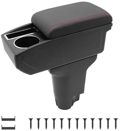 KAERGK Braccioli auto per console centrale Fiat 500 per auto, doppio spazio con portabevande, facile da montare (deve essere fissato con viti), linea rossa comoda e resistente