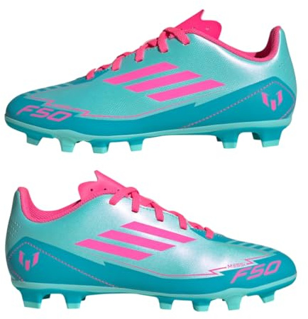 adidas Scarpe da calcio unisex F50 Club Fg/Mg Sneaker per bambini, Blu e rosa, 38 EU