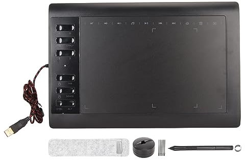 Vomeko Tablette de Dessin Graphique, Tablette Graphique pour Ordinateur, avec Batterie à sensibilité à la Pression 8192, Stylet G ratuit, 233 PPS 5080LPI, Touches de Raccourci,