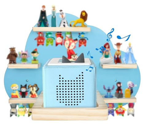 SINTENILL for Tonies Magnetic Floating Shelf, for Toniebox Figures Storage Display Shelf, Cloud-Shaped Wooden Kids Room Decor Easy Install Wall-Mounted Nursery Organizer, Blue