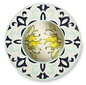 Excelsa Amalfi Set 6 Ciotole per Pasta in Ceramica, Decorazione Limoni e Motivi Geometrici