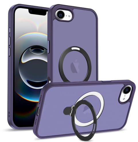 Verco Magnetischer Ring Ständer für iPhone 16e Hülle, kompatibel mit QI Laden Stoßfest Luxury Translucent Handy Case für iPhone 16e Schutzhülle