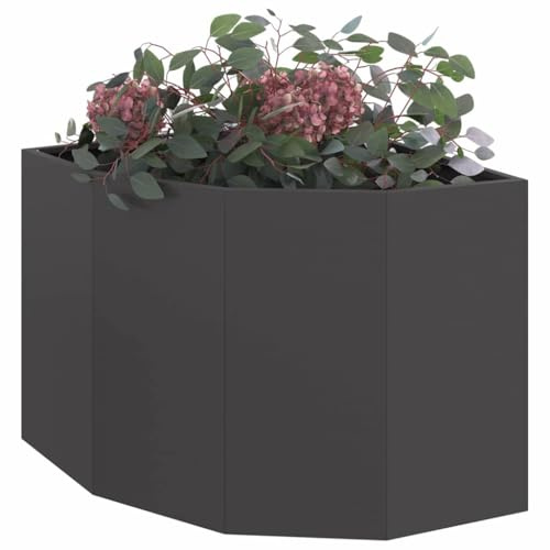 vidaXL Eckpflanzer Schwarz 60 x 60 x 50 cm Stahl, Kompakte Pflanzenbox aus stabilem Stahl, ideal für Ecken, perfekt für Moderne Blumen-Dekoration