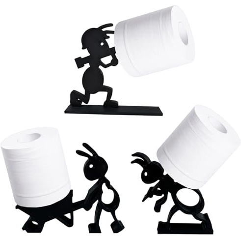 ZXTGBQ 3Pcs Ant Toilet Roll Paper Holder 3D Printed Free Standing Toilet Roll Holder Funny Ant Wheelbarrow Unique Novelty Napkin Dispenser for Home and Bathroom Decor