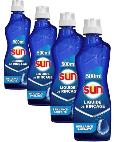Sun - Liquide de Rinçage Lave-Vaisselle - Brillance Parfaite - 500ml (Lot de 4)