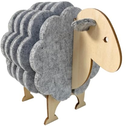 Getränkeuntersetzer, Schaf-Form, Filzmatten, 14,5 cm, hitzebeständige Tassen-Untersetzer, Tisch-Getränkeschutz, niedliches Schaf-Design, für Kaffee, Bier, Wein, Schreibtisch,