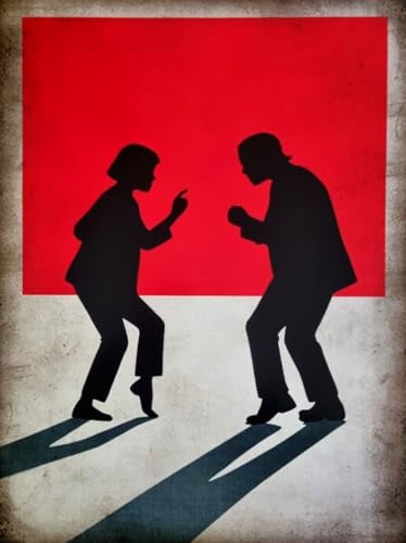 KUSTOM ART Dekoratives Wandposter Serie Schauspieler Pulp Fiction Tanz, minimalistische Illustration, Druck auf beschichtetem Papier, 40 x 30 cm, ohne Rahmen