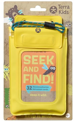 HABA Terra Kids Outdoor Suchspiel – Interaktive Schnitzeljagd für Kinder ab 4 Jahren – Natur-Entdecker Kartenspiel mit 62 Such- & Aktionsmotiven – Inkl. wasserfestem Brustbeutel – 2013848001