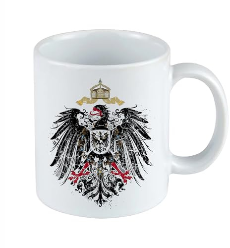 Kaiserreich Tasse | Preußen 1871 Schwarz Weiß Rot Deutschland Adler Wappen – Retro Kaffeebecher Geschenk | Weiß