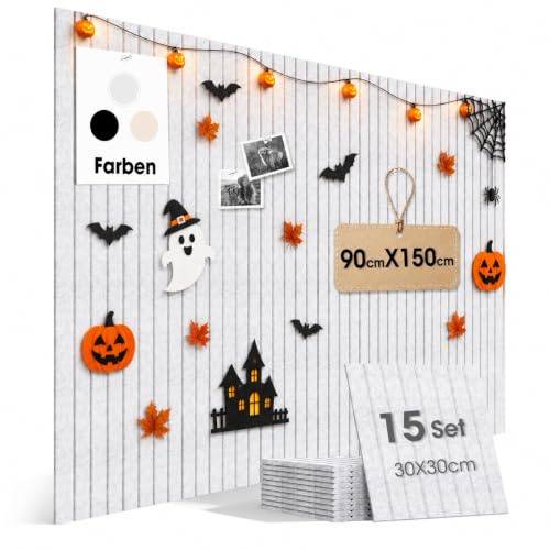 MQAAUP 150 x 90 cm Große Filz Pinnwand, 15er Pack Pinnwand Kork Selbstklebend mit 75 Pinnadeln, Fotowand Pinnwand modern Memoboard, 0,9cm Dick korkplatte für Büro Schulen Kinderzimmer, Silbergrau