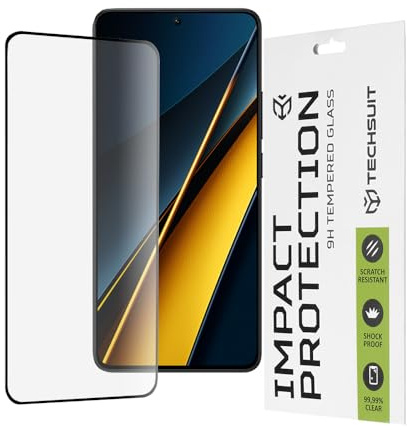 Techsuit Displayschutzfolie für Xiaomi Poco X6 Pro Gehärtetes Glas mit 9H Härte, Vollständige Abdeckung, Stoßschutz, Oleophobe Beschichtung, Anti Fingerabdruck, Blasenfrei, 111D Full Glue