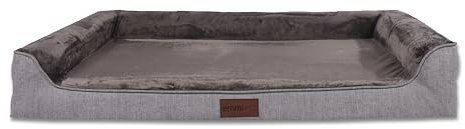 Emmi-pet Astro Orthopädisches Hundebett & Katzenbett L, Grau | 82x118x20 cm, Visco-Schaum, waschbarer Bezug, wasserabweisend, OEKO-TEX zertifiziert, rutschfeste Unterseite, für große Hunde