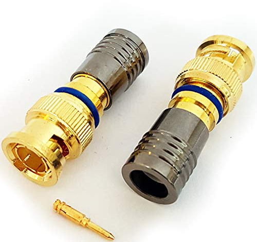 10x BNC Compression Connectors RG6 Crimp Male Plugs Coaxial Cable - CCTV Install - Loops