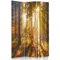 Feeby Paravent Wald Baum Natur 110x150 cm 3 Teilig Modern Design beidseitig Raumteiler Wandschirme Foto Trennwand Raumtrenner Sichtschutz Spanische Wand auf Leinwand Bedruckt Sonne Braun