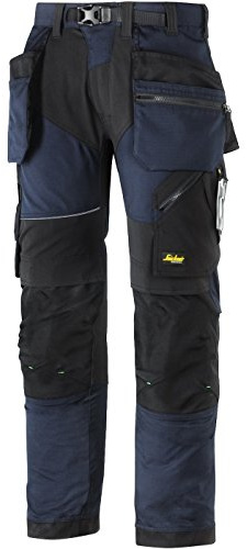 Snickers 69029504104 Size 104 FlexiWork Work Trousers with Holster Pockets - Navy Blue/Black