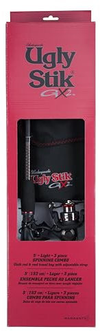 Ugly Stik Unisex-Erwachsene USSPTRVL503L/25KIT Shakespeare GX2 Reise-Spinnrute und-Rolle, leicht, 152 cm, 3-teilig, Mehrfarbig/Meereswellen (Ocean Tides), 25 Size Reel-5' -Light-3pc