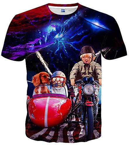 Neemanndy 3D Graphic Colorful T-Shirts Short Sleeve Crew Neck Print Tee for Men Women and Youngs, Stil 11, Klein