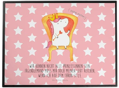 Mr. & Mrs. Panda Schreibtischunterlage Einhorn Prinzessin - Geschenk, Geburtstagsgeschenk, Büroartikel, Schreibtischauflage, Schreibunterlage,