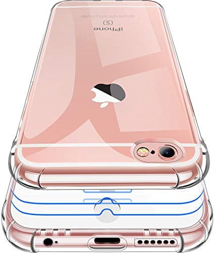 Garegce Coque iPhone 6, Coque iPhone 6s Transparente + 2 Pack Verre trempé Protection écran, Housse Etui Silicone TPU Souple, Protection Antichoc Bumper Cover iPhone 6/6s- 4.7 Pouces-Transparent