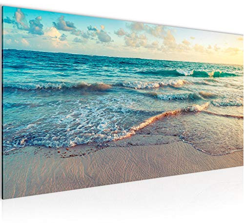 Runa Art Quadri Moderni Mare Spiaggia Tela Non Tessuta Soggiorno Corridoio Panorama Blu Beige 015512a