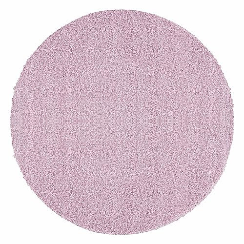 Teppium Moderner Hochflor Teppich Wohnzimmer 160 cm Rund Rosa - Shaggy Flauschiger Teppich, Extra Weich, Pflegeleicht und Einfarbig - für Schlafzimmer, Küche und Esszimmer
