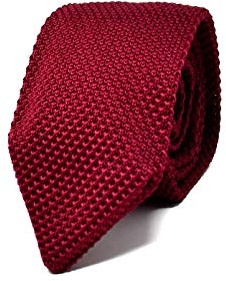 Sweet Leaf Cravate Homme en maille Tricot Rouge Bordeaux - 100% en Soie - Classique, Elégante et Moderne - (Idéale pour un cadeau, un mariage, avec un costume, au travail…)
