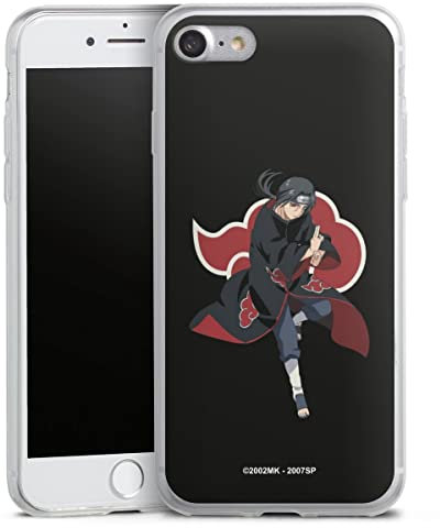 Slim Case extra dünn kompatibel mit Apple iPhone 8 Silikon Handyhülle transparent Hülle Itachi Uchiha Offizielles Lizenzprodukt Naruto Shippuden