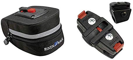 KlickFix Farradtasche Micro 100 Satteltasche S, Schwarz, one Size & Zubehör Satteladapter mit Seilschlosshalter, One Size, Schwarz, 0500