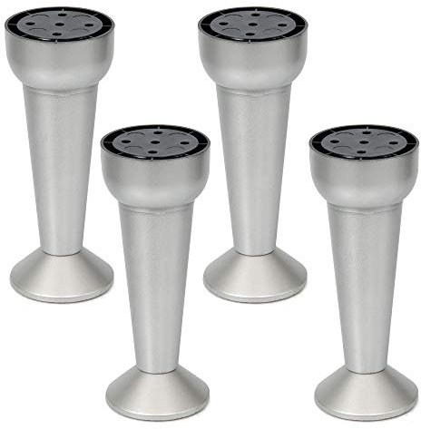 4un. Pata pie de mueble cocina en Plastico ABS ANTIHUMEDAD color aluminio mate. Altura 150mm