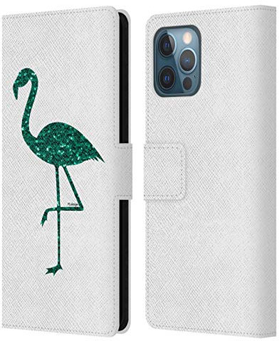 Head Case Designs Officially Licensed PLdesign Emerald Green Sparkly Flamingo Leather Wallet Case Compatible With Apple iPhone 12 Pro Max