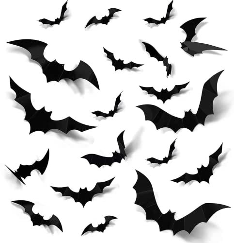 JYUYNY 96 Adesivi Halloween,Pipistrelli Adesivi 3D della Parete di Halloween, Pipistrelli Halloween Decorazioni Finestra Adesivi,Halloween PVC Riutilizzabile 3D Halloween Adesivo Murale
