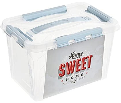 keeeper Sweet Home Aufbewahrungsbox mit Deckel und Klickverschlüssen, Dreh- und stapelbar, 6,6 L, lina, Rachblau