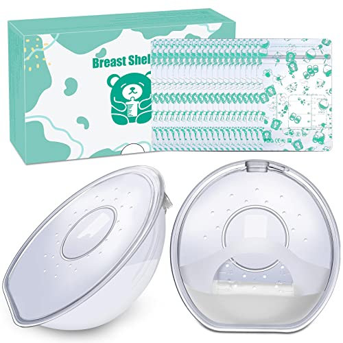 Lictin Breast Shells, 2PCS Milk Collector, 120ML Milk Catcher, Nursing Cup, Silicone Breast Milk Collector, Milk Savers for Breastfeeding, Nipple Shells, Reusable with 20 Breast Milk Storage Bags